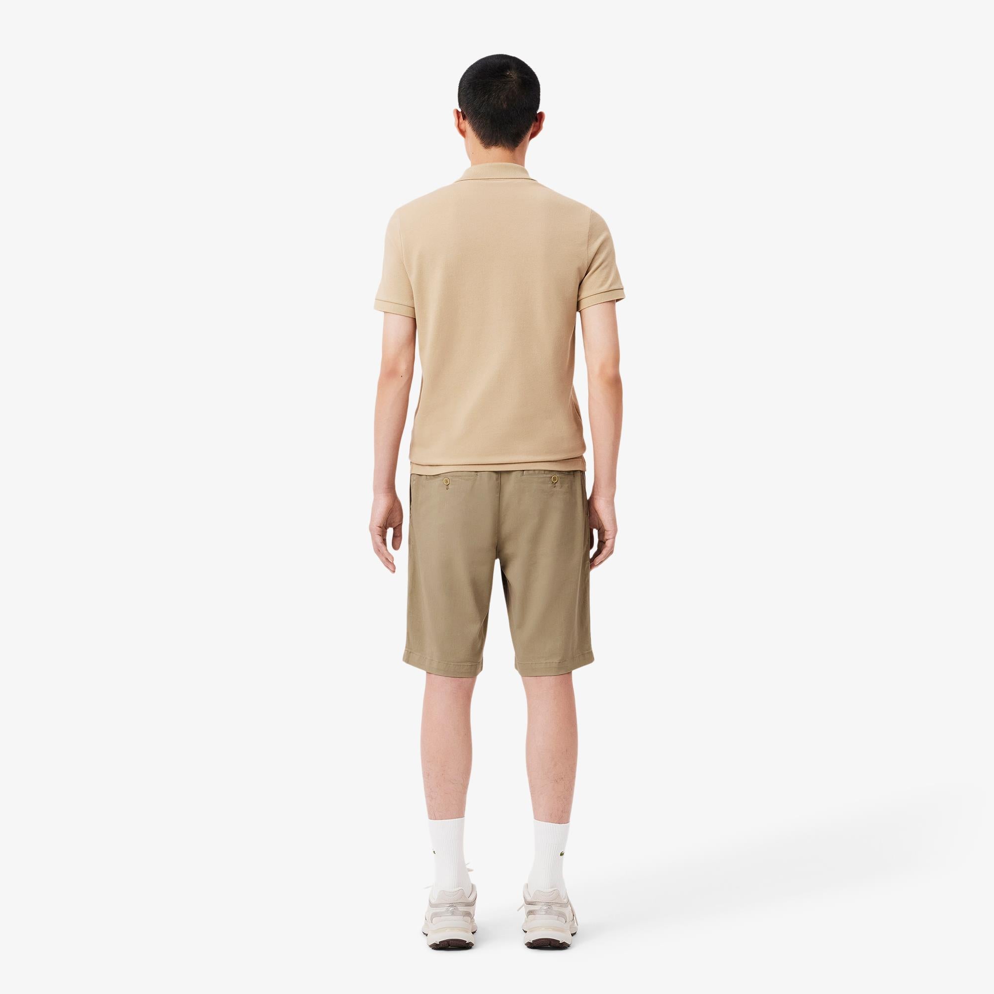 Lacoste Mens Slim Fit Cotton Chino Shorts Beige